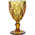 Miniatyrbild 3 av 5: Färgade vinglas, glasbägare, vintagemönster präglade, färgade glasdricksglasset, set om 6, bärnsten
