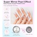 Miniatyrbild 2 av 5: Vit pärlemor krom nagelpulver - 2 st spegeleffekt aurora magisk pärlemor nageljuveler spegelglitter nagelkrompulver holografiskt pigment White A