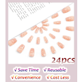 Miniatyrbillede 3 af 4: Korte Ballerina Falske Negle Rose Quartz Tryk på Negle Blanke Falske Negle 24stk Akryl Stick på Negle til Kvinder og Piger
