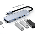 Miniatyrbild 2 av 5: USB C Hub USB 3.0 Slim Aluminiumskal Typ C till 4-Port USB 3.0 Adapter, Hög Hastighet USB Splitter, Kompatibel med MacBook Air, Flash Drive, Mobil HDD