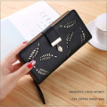 Miniatyrbilde 4 av 4: Lær lang lommebok, søt kvinner lær lommebok vesker kvinner mote lang lommebok damer lommebok clutch holder etui blad anheng mynt glidelås lang lommebok
