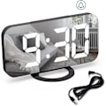 Miniatyrbillede 1 af 5: Digitalt vækkeur, vækkeure til sengeborde, ikke-tikkende vækkeur, vækkeur med dæmpbart LED-display, USB-vækkeur til soveværelsesindretning - sort black