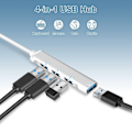 Miniatyrbild 2 av 5: USB-hubb, ultraslimmad 4-portars (1*USB3.0 & 3*USB2.0), multi-USB-adapter för PC, bärbar dator, MacBook, stationär dator, PS3 PS4, Xbox, Wii, XPS, mobil hårddisk - silver