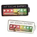 Miniatyrbillede 3 af 5: Social Battery Pin - Min sociale batteri kreative reversnål, sjov emalje følelsesmæssig