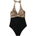 Pikkukuva 3 / 5: Uimapuku Naisille Vatsan Muotoilu Push Up Uimapuku Riimu V-kaula Pehmustettu Yksiosainen Leopard L