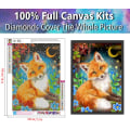 Miniatyrbillede 2 af 5: Diamantmaleri Kits, Ræv 5D Diamantkunst Kits, 12x16 tommer