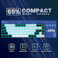 Miniatyrbild 6 av 7: Trådbundet mekaniskt speltangentbord, isblå LED-bakgrundsbelyst 68 tangenter Mini trådbundet kontorstangentbord för Windows Laptop PC Mac white/black