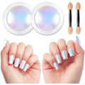 Miniatyrbillede 1 af 6: Pearl Chrome Neglepulver Aurora Effekt【Stor Kapacitet】- 2 stk. Spejleffekt Aurora Magisk Perlemorspejl Glitter Negle Chrome Pulvere White C