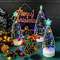 Miniatyrbild 4 av 5: 3 st Miniatyr Julgranar med Ljus - Konstgjorda Julgranar med LED-Ljussträngar - Juldekorationer för Fest - Miniatyr Bordsprydnader för Hemmet