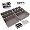 Miniatyrbilde 1 av 4: 8 stk. Plast Skuffeorganisatorer Skuffe Bestikkorganisator Husholdnings Desktop Diverse Skuffe Oppbevaringsboks grå Gray
