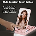 Miniatyrbillede 3 af 5: Forfængelighedsspejl med lys, bærbar toiletbord makeup spejl med 12 LED-lys og 5 stk børste 360° justerbar touch screen belyst bord spejl