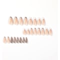 Miniatyrbilde 4 av 4: 24 stk gull glitter mandel korte falske negler mønster, melkehvit fransk trykk på negler, trendy nude falske negler korte