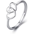 Miniatyrbillede 1 af 5: Finger Ringe til Kvinder, 925 Sterling Sølv Dobbelt Hjerte
