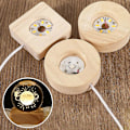 Miniatyrbillede 2 af 4: Træ LED Lys Display Base Krystal Glas Harpiks Kunst Ornament Træ Natlampe Multicolor light(Round)