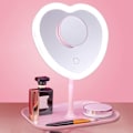 Miniatyrbillede 3 af 3: Hjerteformet makeup-spejl med LED-lys, lyserød, tre farver