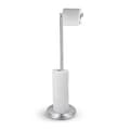 Fritstående toiletpapirholder med TYNGRE BASE, Badeværelse 2 i 1 Holder og Opbevaring til 5 Ruller - Krom