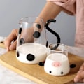 Miniatyrbillede 3 af 5: Glaskande Tegneserie Sengebord Vand Karaffel Drikkekande Varm Koldt Vandkande med Kop til Juice Mælk Kaffe Iste
