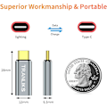 Pikkukuva 6 / 6: Lightning-USB-C-sovitin, tukee PD 60 W:n pikalatausta ja tiedonsiirtoa 15/15 Pro/15 Plus/15 Pro Max -laitteille grey