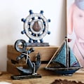 Miniatyrbilde 3 av 5: Nautisk dekor ror-figur i middelhavsstil - blå