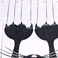 Miniatyrbillede 3 af 5: Trykt polyester bruseforhæng kat (sort kat, 180x180)