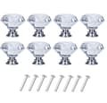 Diamantformade glasknoppar Transparent/Silver 8 st