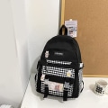 Miniatyrbillede 2 af 5: Kawaii Harajuku Rygsæk Sød Ternet Studenter Rygsæk (Sort)