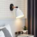 Miniatyrbild 3 av 3: Vinkeljusterbar metall liten vägglampa sovrum sänggavel E27 vägglykta studierum badrumsbelysning vägg, glödlampa ingår ej, vit white