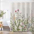 Miniatyrbillede 1 af 5: Wildflower Botanisk Bruseforhæng til Badeværelsesindretning 183x183cm