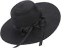 Kvinnors Halmhatt Sommar Bowknot Fällbar Hatt Solhatt (Svart)