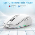Miniatyrbilde 2 av 5: 2.4G+BT5.1 Trådløs mus med dobbel modus, ergonomisk design, 4-trinns justerbar DPI, innebygd oppladbar batteri for bærbar PC white