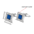 Miniatyrbillede 3 af 5: Mors dag gave til kvinder og mænd, manchetknapper med Swarovski-krystaller, firkantede blå manchetknapper, klassiske manchetknapper til skjorte, jakkesæt, bryllup, fødselsdag, forretningsgaver