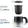 Miniatyrbillede 2 af 6: Teinfuser krus med si og låg, 420 ml (fuld kapacitet) Keramisk kop Stor tekande med rustfrit stål te si til løs te, hvid og sort black/white