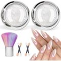 Miniatyrbild 1 av 5: Pearl Chrome Nagelpulver, 2 lådor Aurora Ice Transparent White Chrome Pulver för naglar Glaserade Donut Pärlemor Magiskt Nagelpulver Spegeleffekt White B