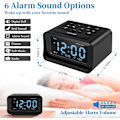 Miniatyrbilde 2 av 5: Digital Vekkerklokke Radio med Dobbel USB-lader for Soverom, Justerbar Alarmvolum og Lysstyrke (Svart)