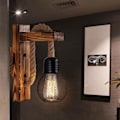 Miniatyrbillede 2 af 5: Trævægslampe Hampetov, Industriel Væglampe Skærm (ingen pære)