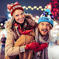 Miniatyrbilde 5 av 5: Varm LED-julehatt, Lysende Julehatt, Unisex Strikket Høytidshatt, Med Hjortemønster, Passer Til Fester (rød)