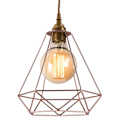 Miniatyrbild 4 av 5: Metall taklampa skärm, geometrisk lampskärm med reduceringsring, hängande trådbur ljusskärm för kök, matsal, sovrum, hall (roséguld)