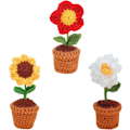 Miniatyrbillede 2 af 5: 3 stk. håndstrikkede blomsterpotter, færdige, håndlavede hæklede blomsterpotter, hæklede potteplanter, hæklet solsikkeblomstkurv style 1