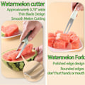Miniatyrbillede 3 af 5: Vandmelon Gaffel Slicer Cutter, Rustfrit Stål Vandmelon Popsicle Cutter, Bærbar Frugt Gaffel til Camping Køkken Gadgets
