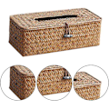 Miniatyrbillede 3 af 5: Rektangulær Tissue Box, Reed Woven Box Dispenser, Tissue Dispensere til Hjem Hotel Kontor Bil Badeværelse