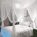 Miniatyrbillede 5 af 5: Myggenet Dobbelt Seng Hvid Stor 4 Hjørne Myggenet, Prinsesse Mesh Firkantet Himmel Seng 2.4H x 2.1L x 1.9W meter White