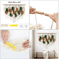Miniatyrbild 5 av 5: Macrame Väggbonad Stor Gobeläng Vävd Väggbonad Boho Macrame Blad Väggdekoration Fjäder Chic Vävd Konst White-brown-military green