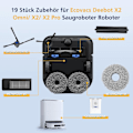 Miniatyrbilde 2 av 5: 19-Dels Tilbehørssett for Ecovacs Deebot X2 Omni/X2/X2 Pro Robotstøvsuger, Hovedbørste, Tilbehørssett og Mer.