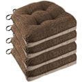 Pikkukuva 1 / 5: Liukumattomat Tuolinpehmusteet Ruokailutuoleille, 4 kpl, 46*43*9cm Istuinpehmuste Soljilla dark coffee