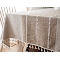 Miniatyrbilde 1 av 5: Enkel moderne stripe duk med dusk i bomull Light brown 90*140CM