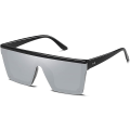 Miniatyrbillede 1 af 4: Oversize Firkantede Solbriller Mode Siamese Linse Stil Flad Top Shield Shades Unisex A
