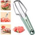Miniatyrbillede 1 af 5: Vandmelon Gaffel Slicer Cutter, Rustfrit Stål Vandmelon Popsicle Cutter, Bærbar Frugt Gaffel til Camping Køkken Gadgets