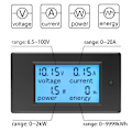 Miniatyrbillede 2 af 5: Voltmeter Amperemeter DC 6.5-100V 20A, Spændingsmåler Wattmeter Tester Spænding Strøm Effekt Energi Digital LCD Energimåler