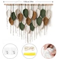 Miniatyrbild 3 av 5: Macrame Väggbonad Stor Gobeläng Vävd Väggbonad Boho Macrame Blad Väggdekoration Fjäder Chic Vävd Konst White-brown-military green