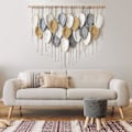 Miniatyrbild 3 av 5: Macrame Väggbonad Stor Gobeläng Vävd Väggbonad Boho Macrame Blad Väggdekoration Fjäder Chic Vävd Konst White-khaki-gray